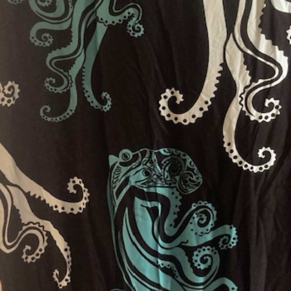 WAHINE TOA HAWAIIAN OCTOPUS-TAKO DRESS ALOHA MADE RESORT WEAR BLK/WHT/BL LOVELY - Picture 3 of 15